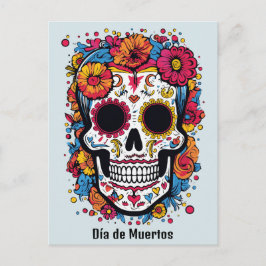 Cartão Postal Texto personalizado 💀 Día de Muertos colorido