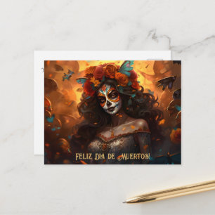 Cartão Postal Texto personalizado Dia de Muertos La Calavera Gar