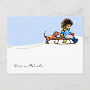 Cartão Postal Texto Personalizado do Inverno do Pequeno Auxiliar
