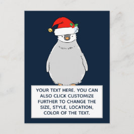 Cartão Postal Texto Personalizado do Pinguim de Natal