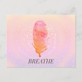 Cartão Postal Texto Personalizado Dreamy Sky Bonito Pink Feather