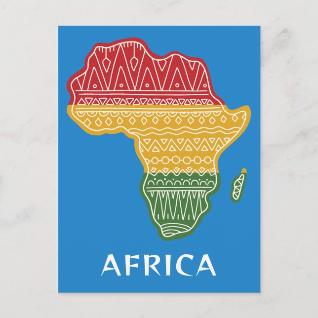Cartão Postal Texto Personalizado e África de Cores (Frente)