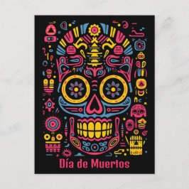 Cartão Postal Texto personalizado 💀 estilo doodle Día de Muerto