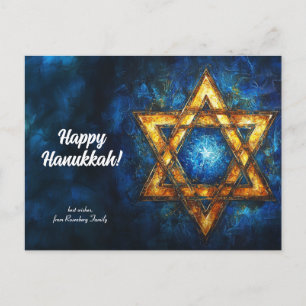 Cartão Postal Texto personalizado Happy Hanukkah ✡️, Estrela de