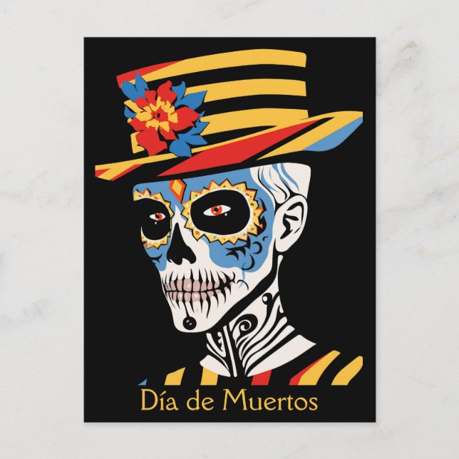 Cartão Postal Texto personalizado 💀 Pop Art Calavera nesse (Frente)