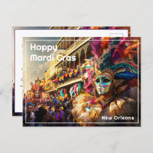 Cartão Postal Texto Personalizado - Regalia Real Mardi Gras Extr