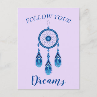 Cartão Postal Texto Personalizado Siga seu Dreamcatcher Azul