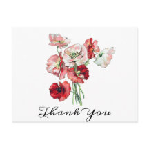 Texto Personalizado Vermelho/Rosa Papoulas Posy de