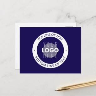 Cartão Postal Texto Personalizável & Seu Logotipo   Azul Escuro 