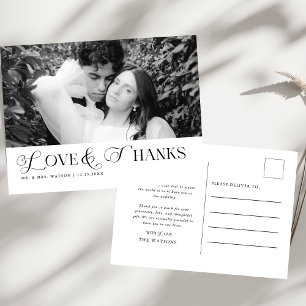 Cartão Postal Texto Simples e Elegante de Agradecimento de Casam