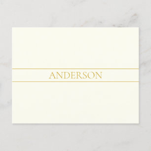 Cartão Postal Texto Simples Elegante Personalizável Dourado Br