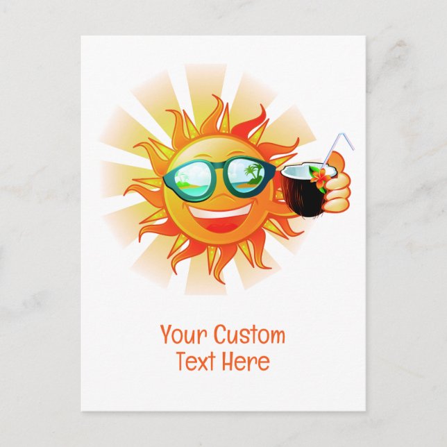 Cartão Postal Texto Tropical Sun Personalizado (Frente)