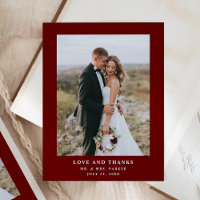 Texto vermelho escuro e foto | Casamento Obrigado