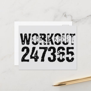 Cartão Postal Texto vestido e arranhado Workout 247365 preto