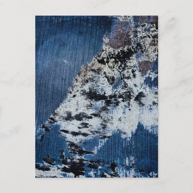 Cartão Postal Textura Abstrata Azul e Branco Desgastada (Frente)