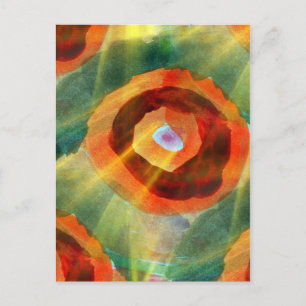 Cartão Postal textura artística abstrato água verde, laranja, 