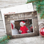 Cartão Postal Textura de madeira russa Foto de Natal<br><div class="desc">Textura de madeira russa com vagalumes e sua foto favorita. Tipografia na escrita e moderna. Na parte traseira do cartão postal,  o texto pode ser personalizado ou excluído para uma mensagem manuscrita. Envie-me um e-mail para JMR._Designs@yahoo.com se precisar de assistência ou tiver solicitações especiais.</div>
