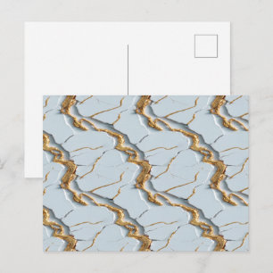 Cartão Postal Textura de Mármore Branco com Veias Douradas Racha