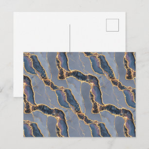 Cartão Postal Textura de Mármore Cinza Escuro Luxuoso com Veias 