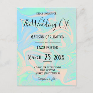 Cartão Postal Textura iridescente holográfica do falso líquido