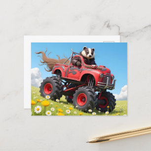 Cartão Postal Texugo num Camião