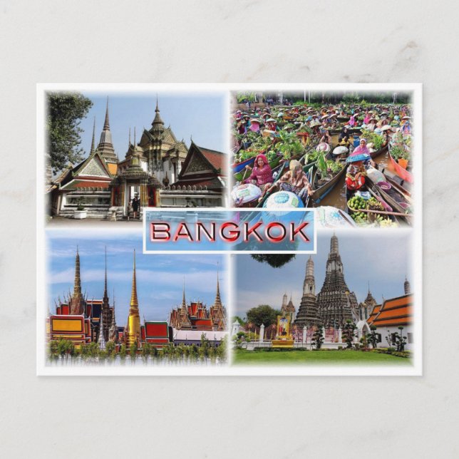 Cartão Postal TH Bangkok - Wat Pho - Mercado flutuante - Gran Pa (Frente)