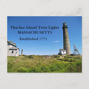 Cartão Postal Thacher Island Twin Lights, Massachusetts Postcard