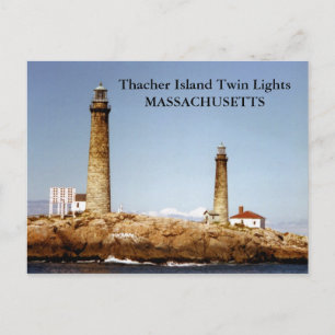 Cartão Postal Thacher Island Twin Lights, Massachusetts Postcard