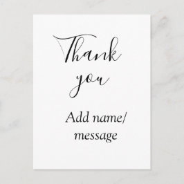 Cartão Postal Thank you add name message simple stylish calligra