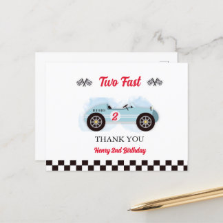 Cartão Postal Thank you card 2nd Birthday Too Fast, Vintage Race