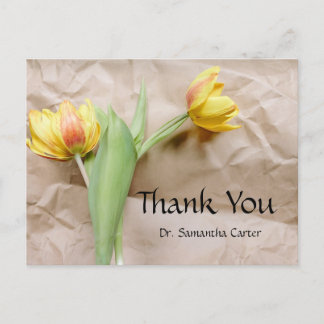 Cartão Postal Thank You Card operation doctor hospital floral