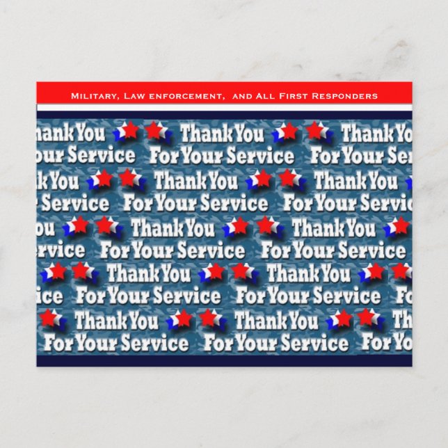 Cartão Postal Thank You for Your Service (Frente)
