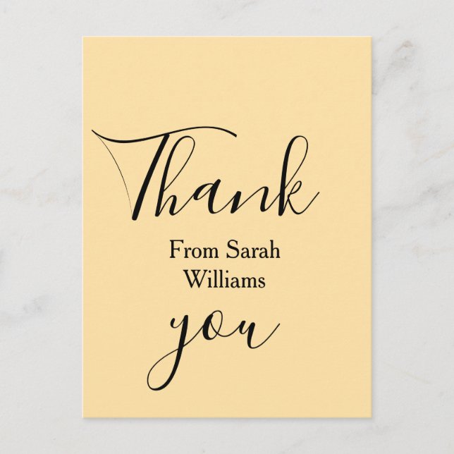 Cartão Postal Thank you from add name yellow Pastel boho wedding (Frente)