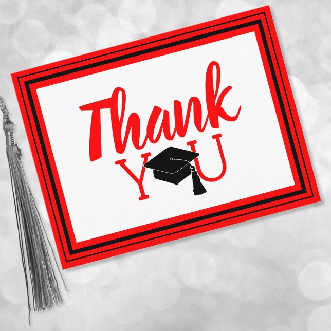 Cartão Postal Thank You Grad Cap Red and Black (Criador carregado)