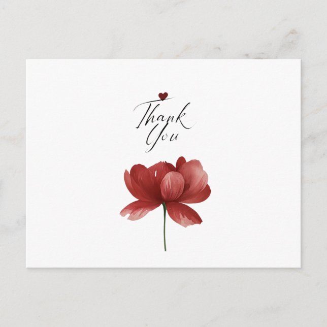 Cartão Postal Thank You, Heart A Quiet Thank You Gratitude in Bl (Frente)