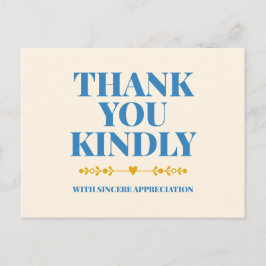Cartão Postal Thank You Kindly Elegant Typography Postcard
