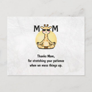 Cartão Postal Thank You Mom Cute Giraffe Yoga Mother's Day Card