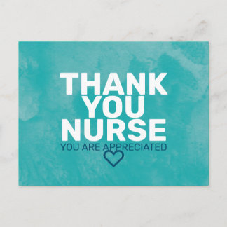 Cartão Postal Thank You Nurse: You are Appreciated in Turquoise