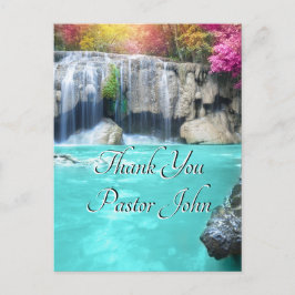 Cartão Postal Thank You Pastor | Blue Waterfall Appreciation