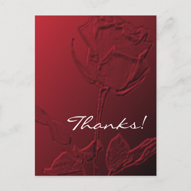 Cartão Postal Thank You Post Cards Red Rose (Frente)
