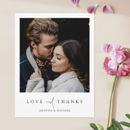 Cartão Postal Thank You Postcards for Wedding with Custom Photo
