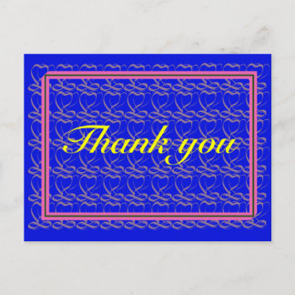 Cartão Postal Thank you ~ribbon heart blue~