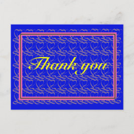 Cartão Postal Thank you ~ribbon heart blue~