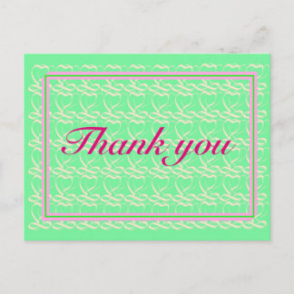 Cartão Postal Thank you ~ribbon heart light green~