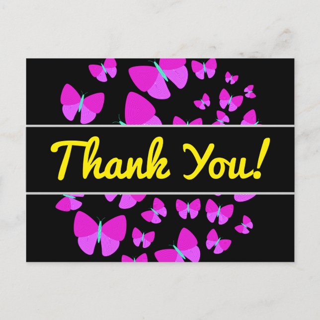 Cartão Postal "Thank You!" + Swarm of Artistic Butterflies (Frente)