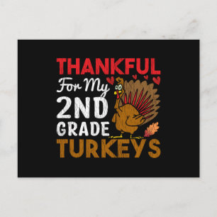 Cartão Postal Thankful For My 2nd Grade Turkey Thanksgiving