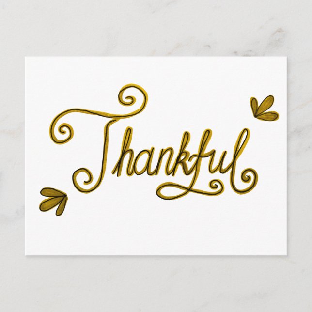 Cartão Postal Thankful gold lettering (Frente)