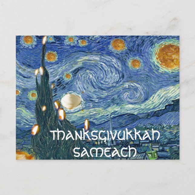Cartão postal: Thanksdokah Sameach (Oily Night) (Frente)