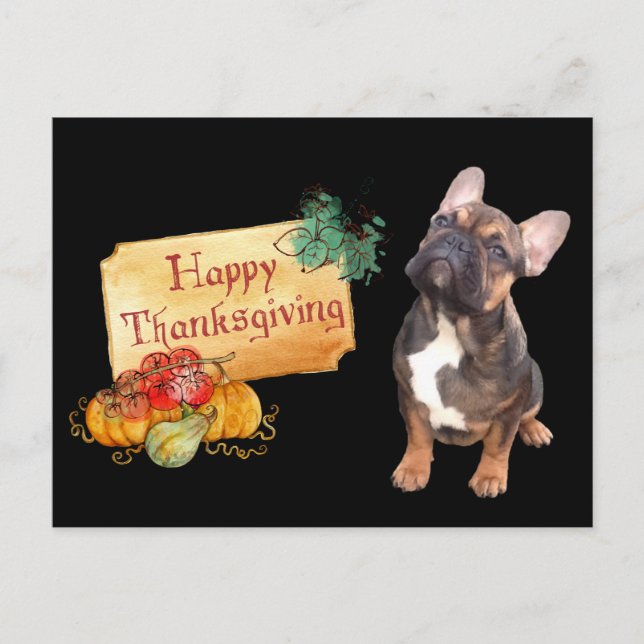 Cartão Postal Thanksgiving Französische Bulldogge French Bulldog (Frente)