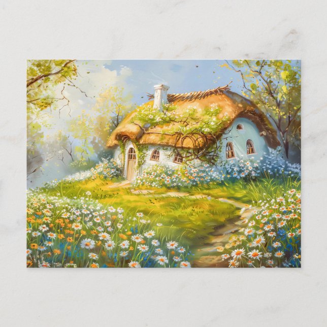 Cartão Postal Thatcher Roof Cottage de Daisy Meadow (Frente)